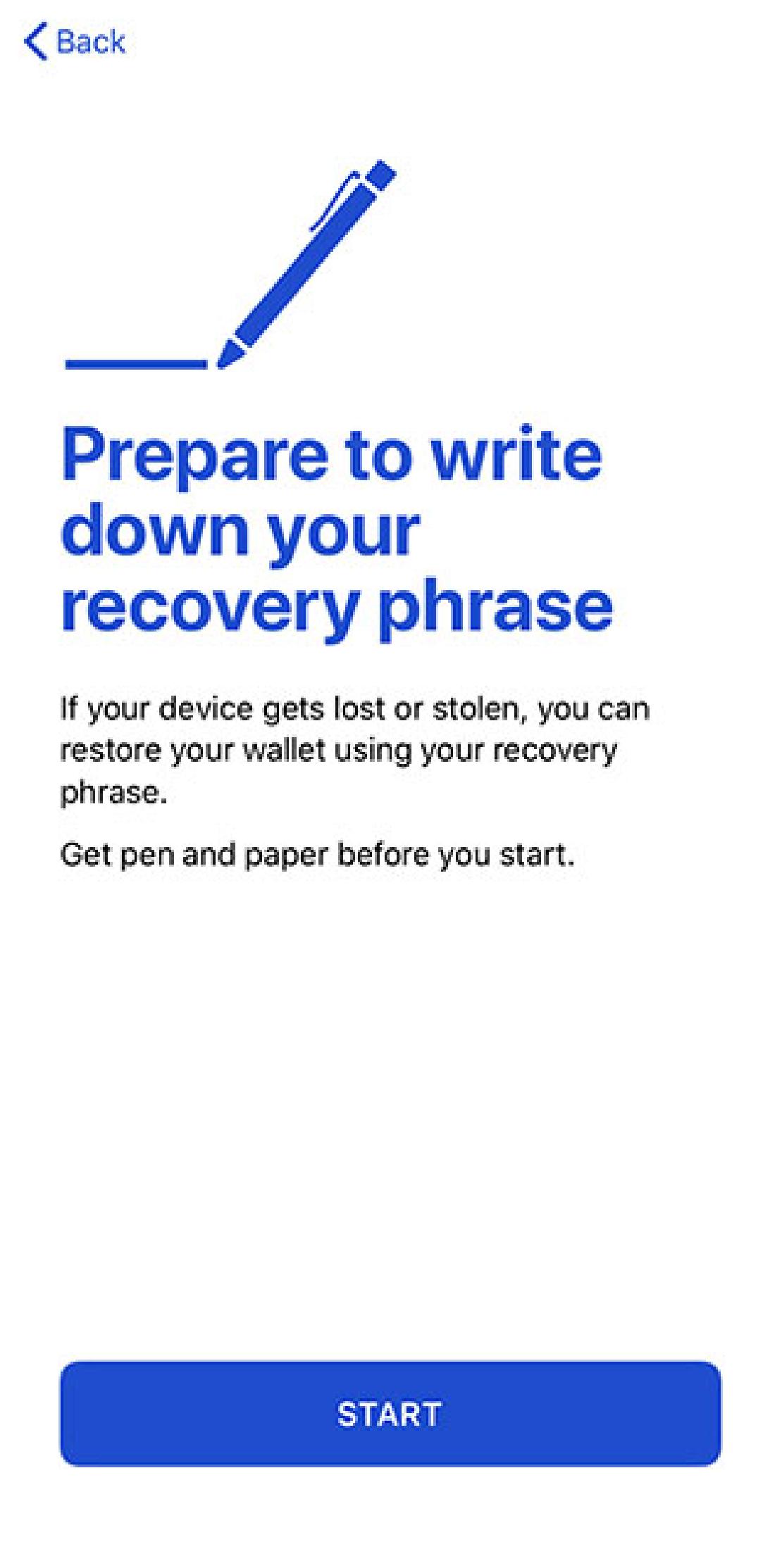 MyEtherWallet recovery phase megjelenítése előtti felület. 